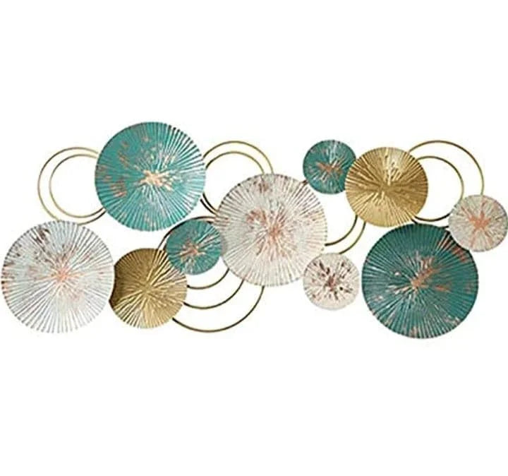 Elegant Blue & Gold Ring 10 Plate Wall Décor