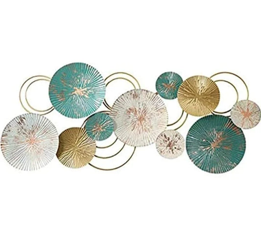 Elegant Blue & Gold Ring 10 Plate Wall Décor