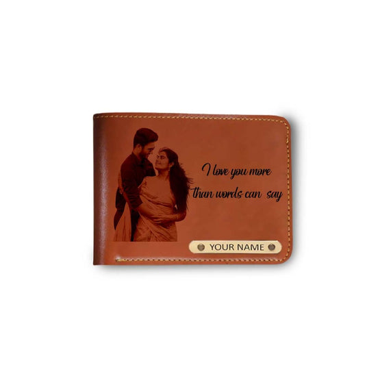 Personalized Engraved Wallet Gift Set — Custom Photo & Name (Brown)