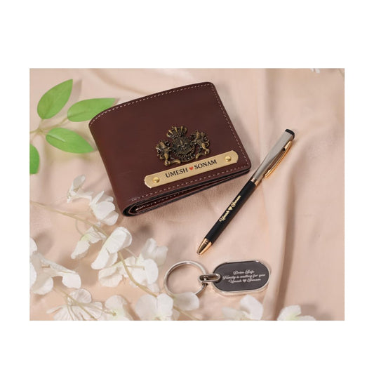 Personalized Men’s Wallet Gift Set | Custom Wallet, Pen & Keychain Combo