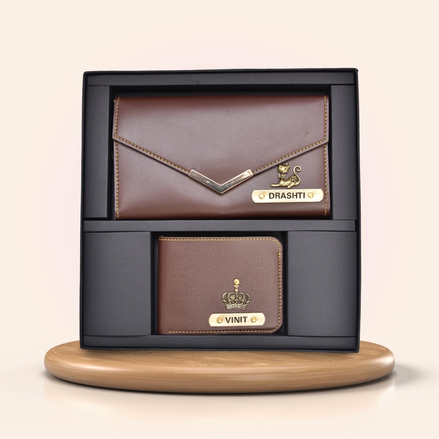 Personalized Couple Wallet Gift Set – Custom Name, Charm & Color | Perfect for Anniversary, Wedding & Special Occasions