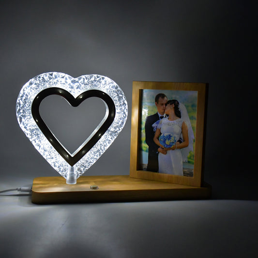 Heart Shape Cystal Led Lamp Photo Frame Night Lamp