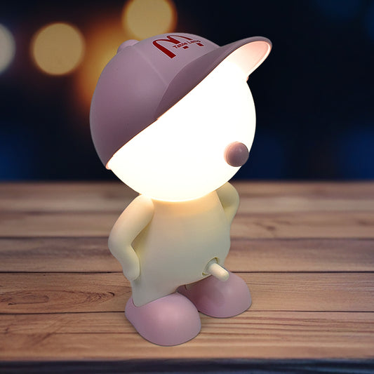 Cute Cartoon Design Led Desk Night Light With Plastic Head Cap (1 Pc)