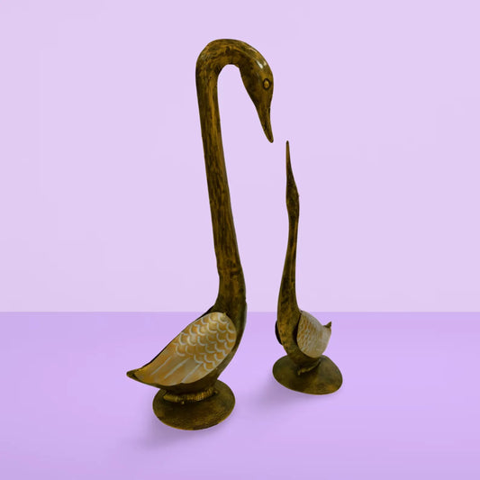 Swan Pair – Handcrafted Rajasthani Metal Figurine | Antique Wrought Iron Showpiece for Home, Office & Gifting