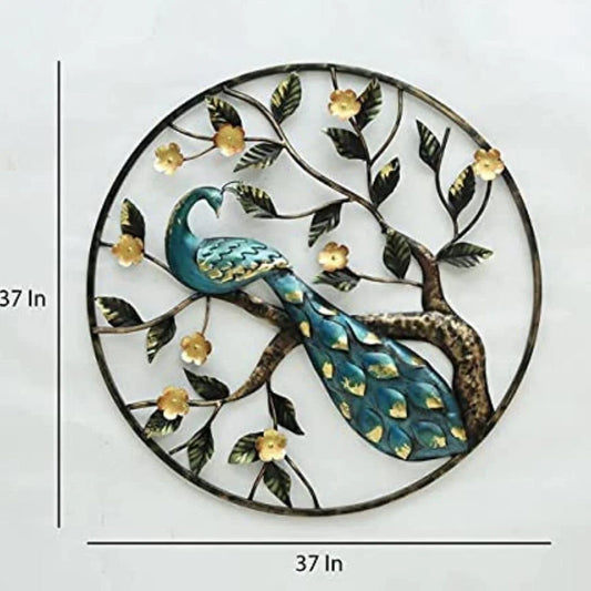 Majestic Peacock Ring – Elegant Metal Wall Art for Home & Hotels