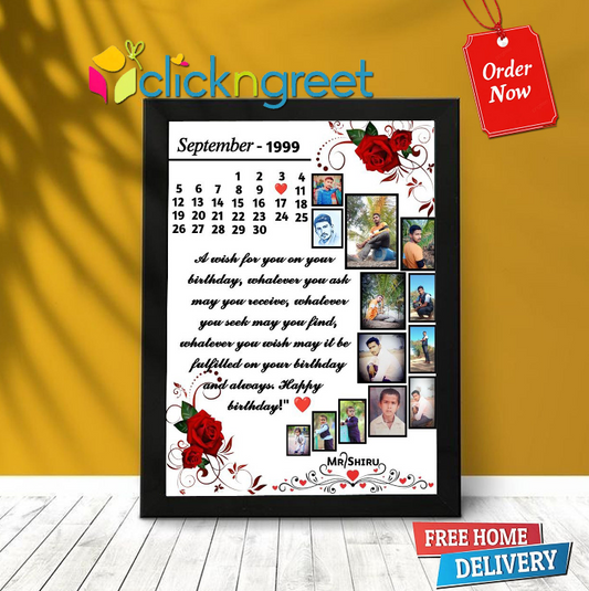 ClickNGreet Glitter Birthday Photo Frame – Sparkling Wall Décor for Birthday Memories