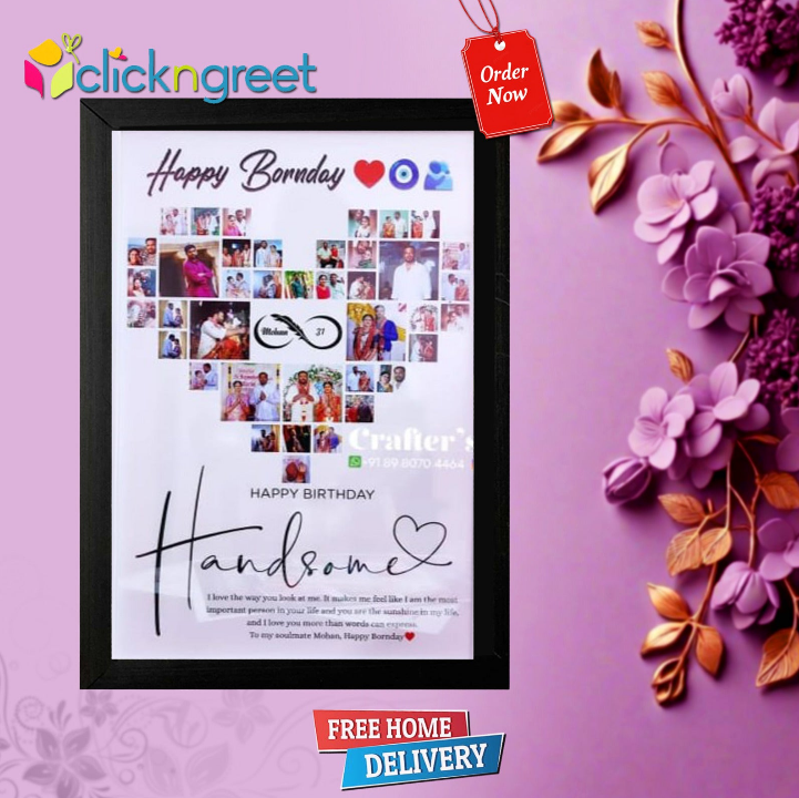 ClickNGreet Glitter Birthday Photo Frame – Sparkling Wall Décor for Birthday Memories
