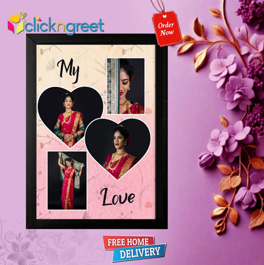 Photo Frame with Glitter Finish for couple| Premium Love Gift