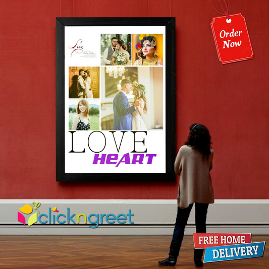 Love Collage Photo Frame – 8 Picture Glitter Finish Wall Art