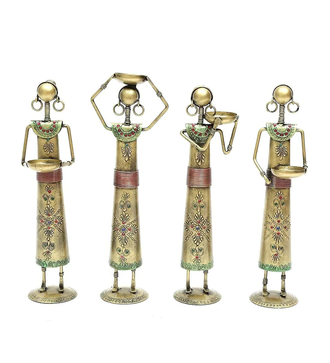 Harvest Grace: Tribal Lady Farmer Figurine Set (4-Piece)