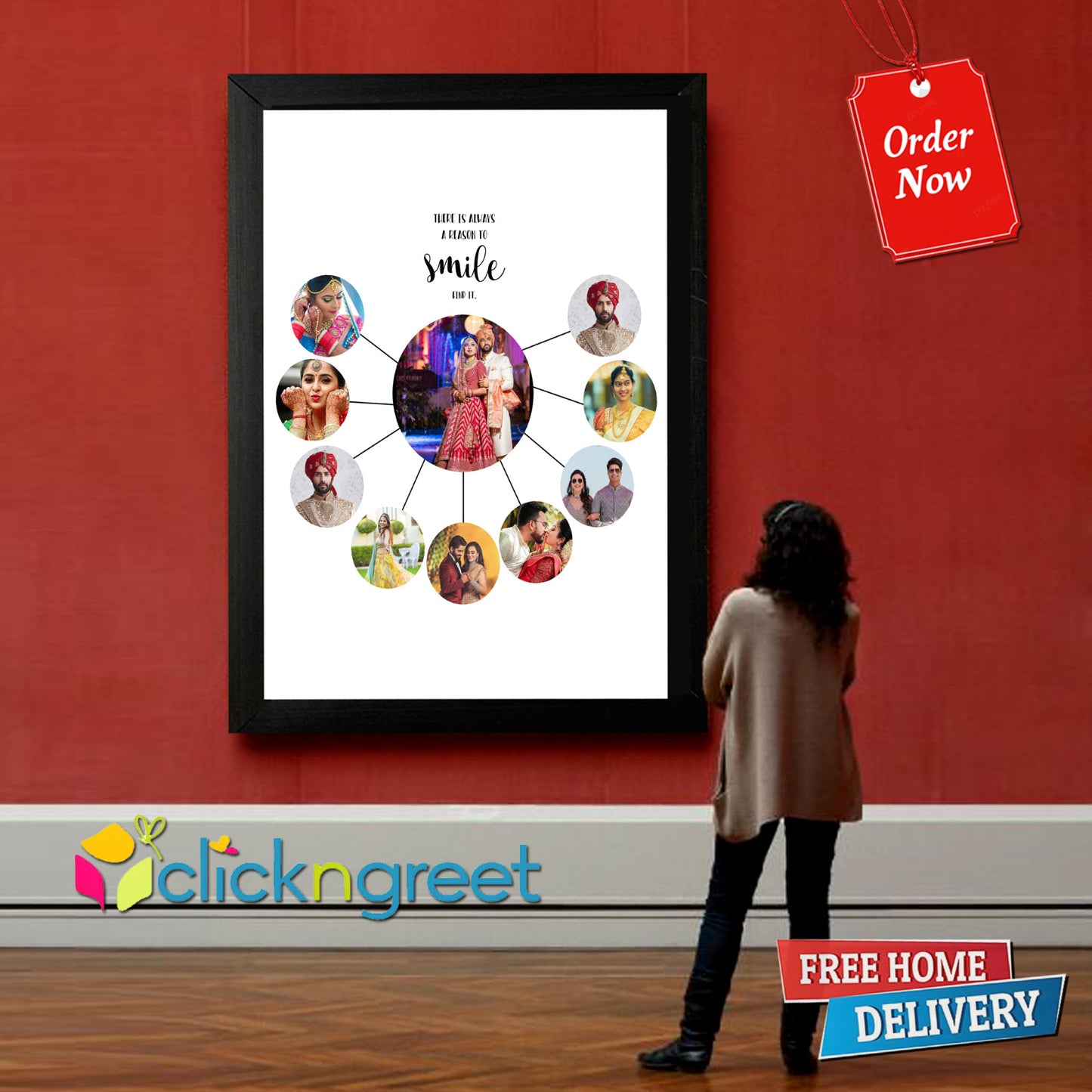 Elegant Glitter Multi-Photo Frame – ClicknGreet Collage Display for Gifts & Home