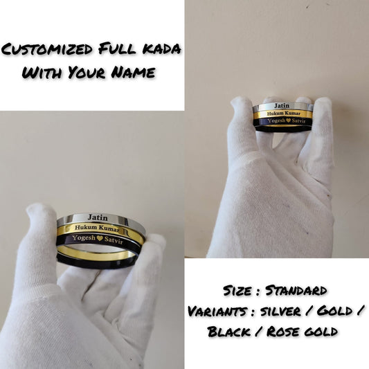 Customized Full Kada | Personalized Engraved Kada Bracelet for Men & Women | Premium Quality