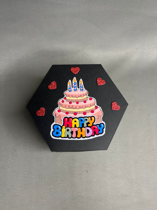 Hexagon Explosion Photo Box with 18 Custom Photos & 12 KitKat Chocolates | 7x7 Inches Surprise Gift Box