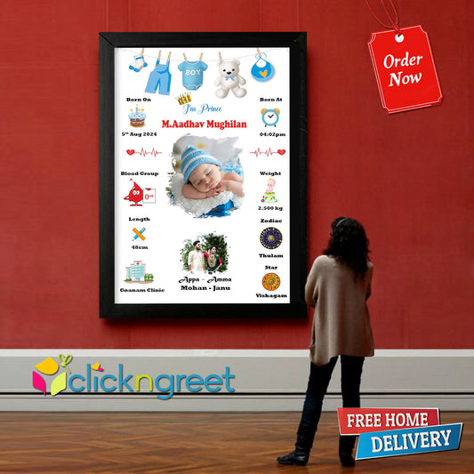 Personalized Baby Boy 1st Year Birth Details