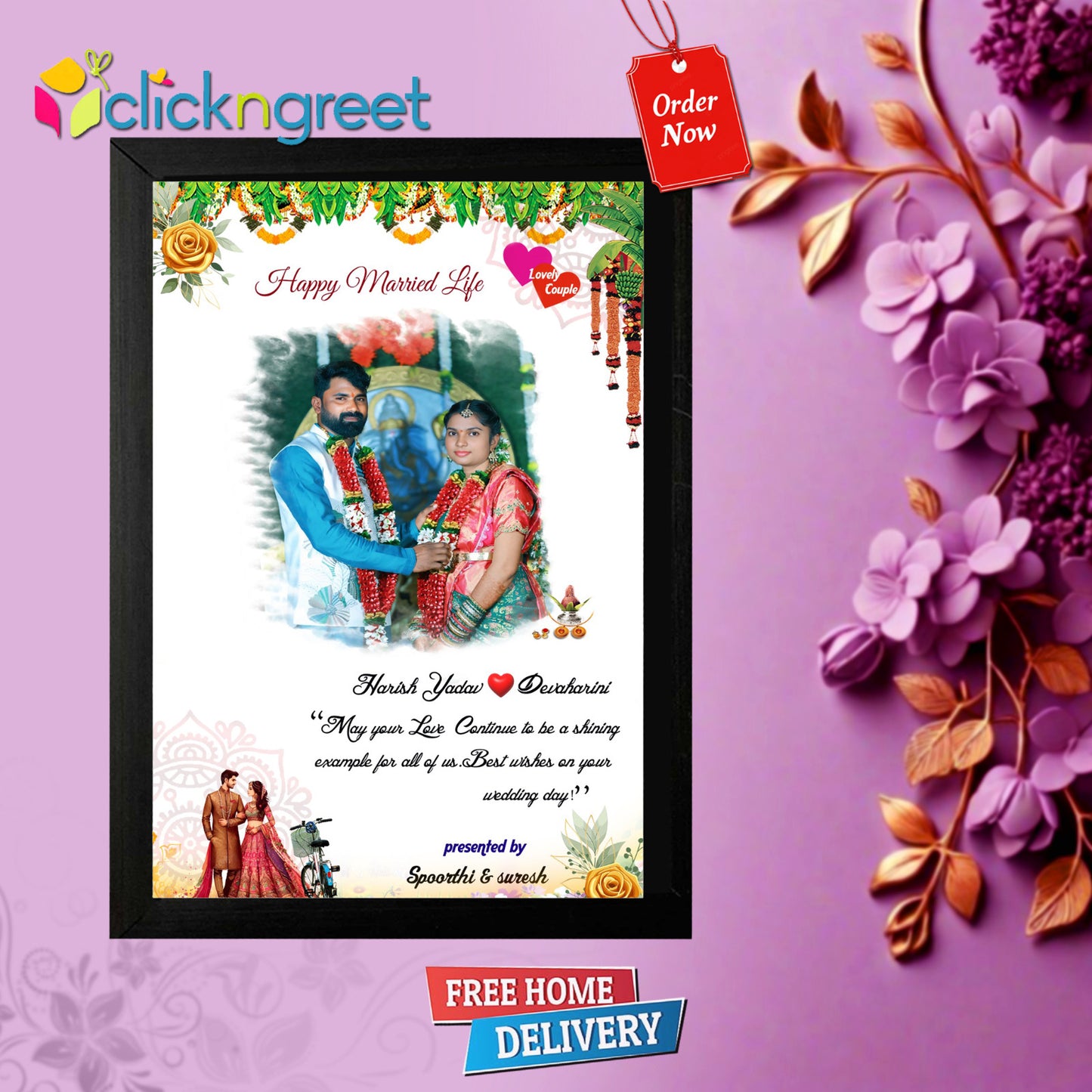 Marriage Gift Wall Frame Glitter Finish – ClickNGreet Art Print