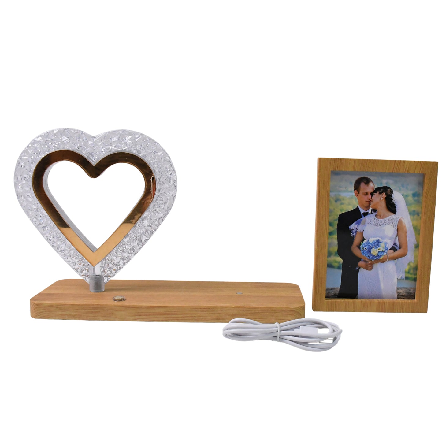 Heart Shape Cystal Led Lamp Photo Frame Night Lamp