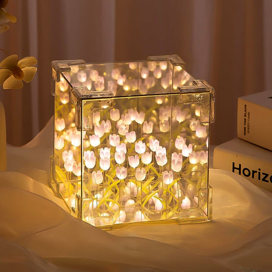 Cube Tulip Night Lamp Led Decorative Nights Lamp For Bedroom