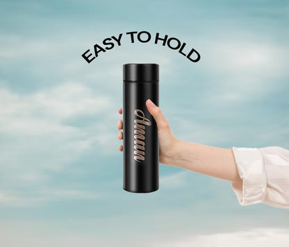 Customized Stainless Steel Water Bottle with Smart LCD Touch Screen, Keep Cold 500 ml (Matte Black)