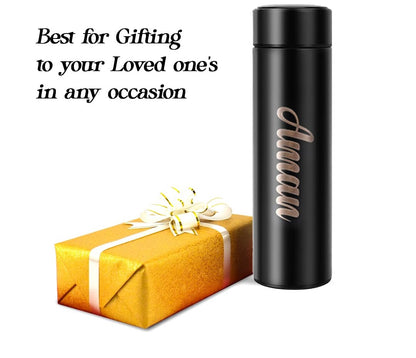 Customized Stainless Steel Water Bottle with Smart LCD Touch Screen, Keep Cold 500 ml (Matte Black)
