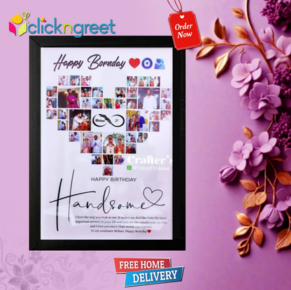 ClickNGreet Glitter Birthday Photo Frame – Sparkling Wall Décor for Birthday Memories