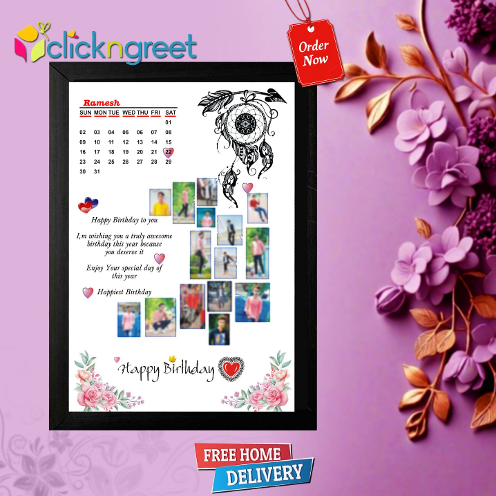 ClickNGreet Glitter Birthday Photo Frame – Sparkling Wall Décor for Birthday Memories