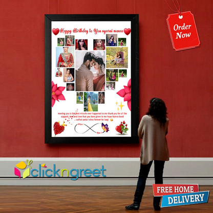 ClickNGreet Glitter Birthday Photo Frame – Sparkling Wall Décor for Birthday Memories