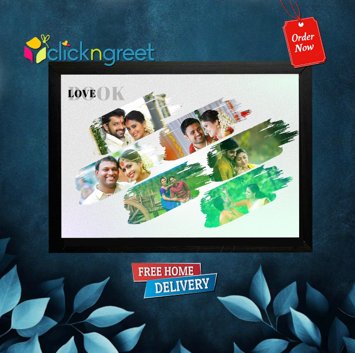 Love Collage Photo Frame – 8 Picture Glitter Finish Wall Art