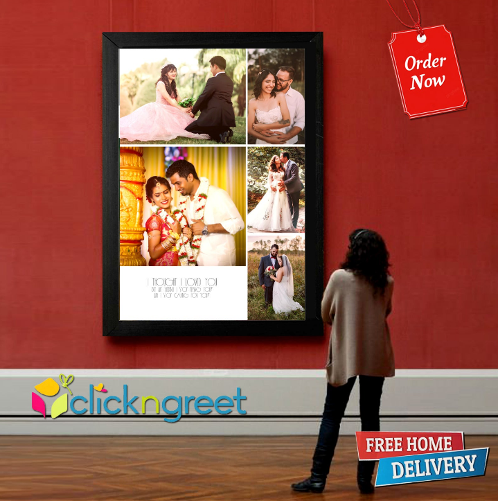 Love Collage Photo Frame – 8 Picture Glitter Finish Wall Art