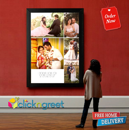 Love Collage Photo Frame – 8 Picture Glitter Finish Wall Art