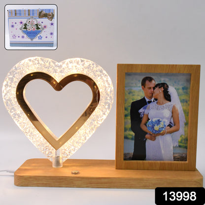 Heart Shape Cystal Led Lamp  Photo Frame Night Lamp