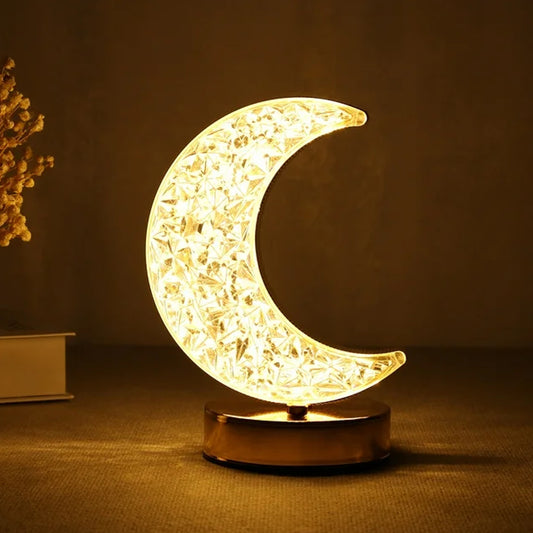MoonGlow Crystal Touch Lamp – 3-Color Dimmable Night Light