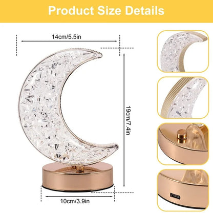 MoonGlow Crystal Touch Lamp – 3-Color Dimmable Night Light