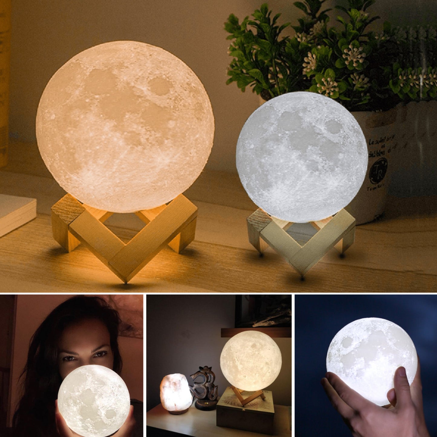 Moon Night Lamp With Plastic Stand Night Lamp For Bedroom