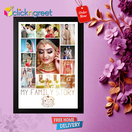 Family Photo Frame – Eco-Friendly Wall Décor, No Glass, Easy to Hang