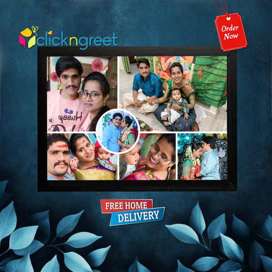 Multi-Photo Collage Frame – Glitter Finish Wall Frame for Memories (3 Size Options)