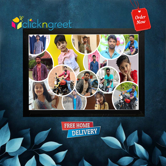 Multi-Photo Circular Collage Frame – Glitter Wall Décor for Memories by ClickNGreet