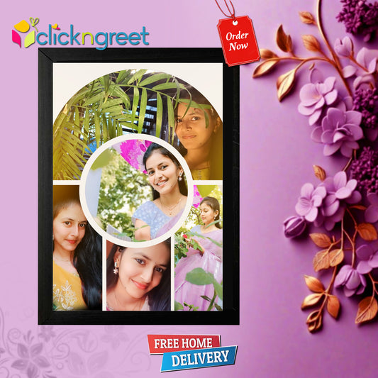 Friends Collage Frame | Glitter Finish | 5-Photo Wall Decor