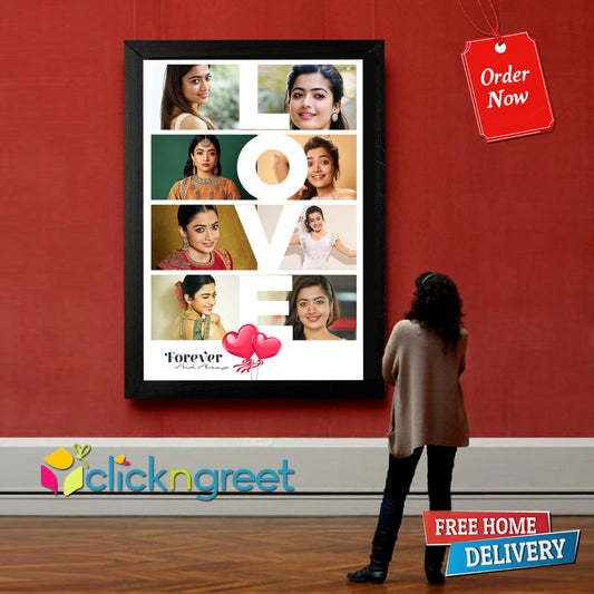 Love Collage Photo Frame – 8 Picture Glitter Finish Wall Art