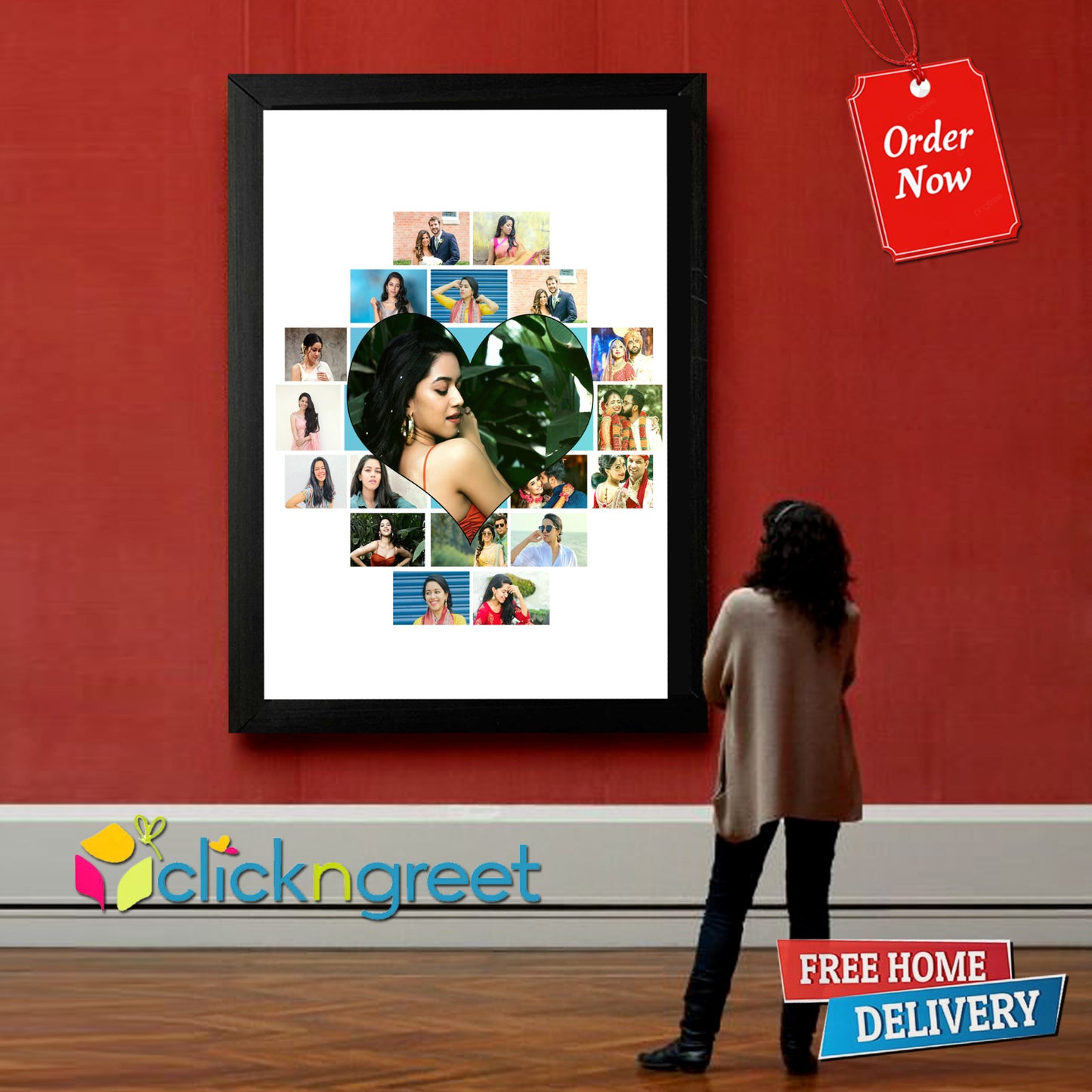 Elegant Glitter Photo Frame for Multiple Pictures – ClicknGreet Multi-Photo Wall Art