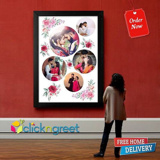 Sparkling Multi-Image Frame by ClicknGreet – Glitter Finish Wall Art for Family Photos