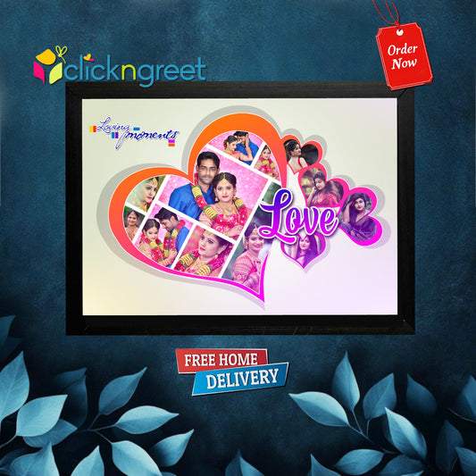 HEART DESIGN PHOTO COLLAGE – Stylish Memory Display Frame for Home or Bedroom Decor