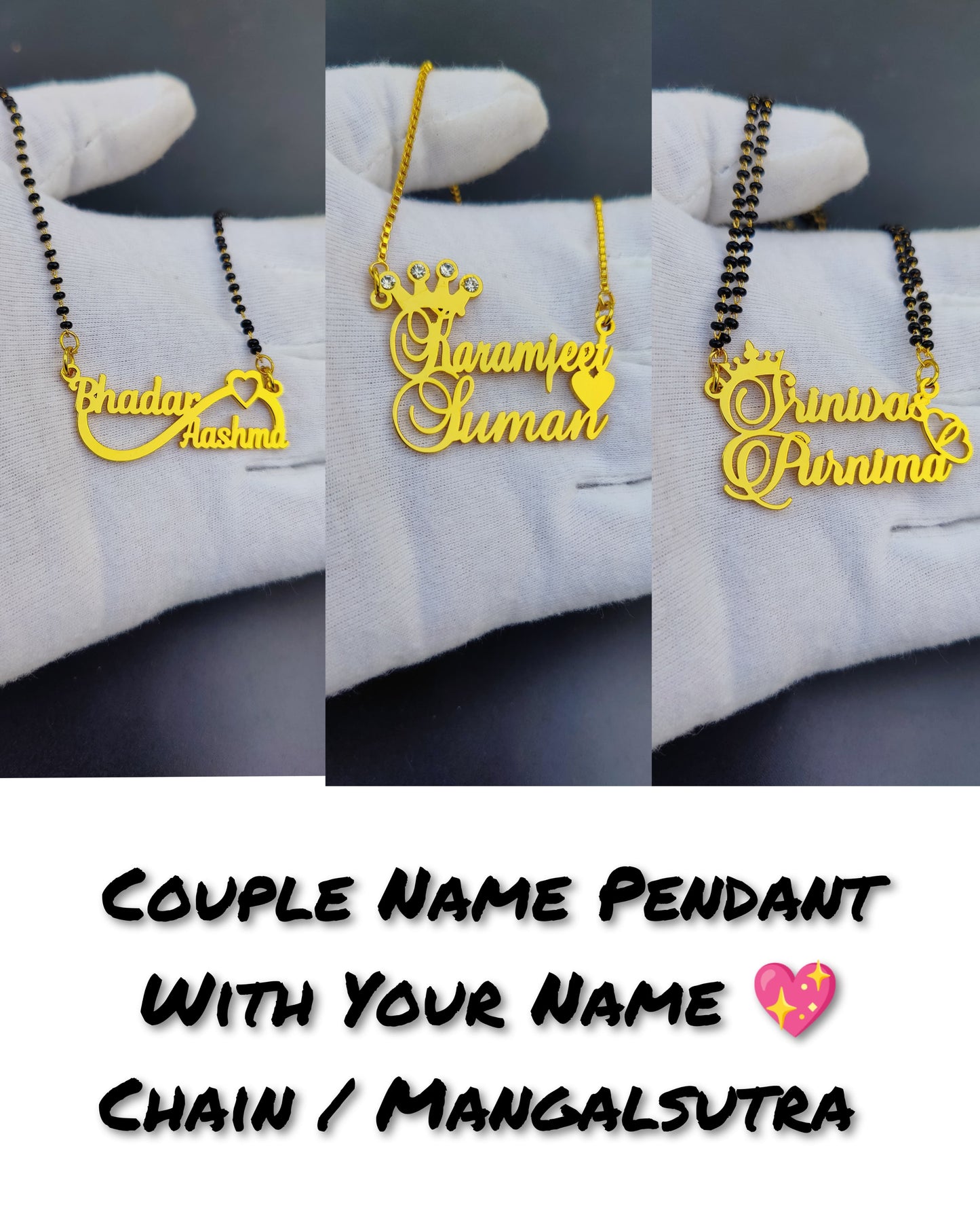 Personalized Name Pendant with Chain/Mangal sutra |  Gift for Women & Girls