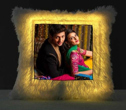 🛏️ Customized Photo LED Pillow 16x16 – Personalized Glowing Cushion with Sublimation Print – Soft Throw Pillow with LED Lights