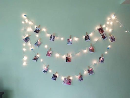 Customized Photo Hanging Display with 15 LED Clip Lights – Personalized Décor Gift