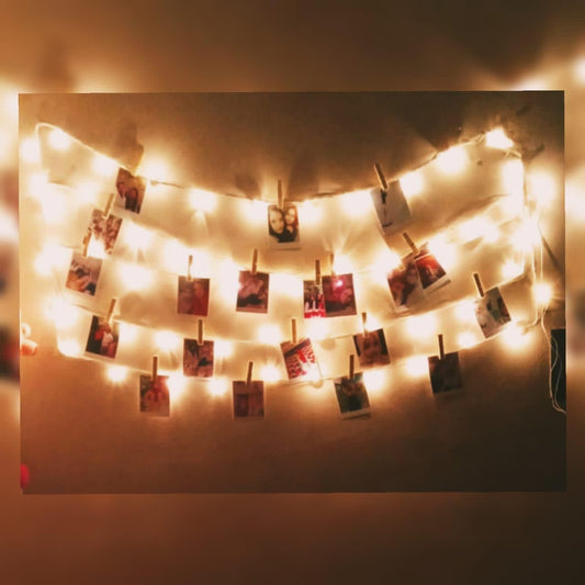 Customized Photo Hanging Display with 15 LED Clip Lights – Personalized Décor Gift