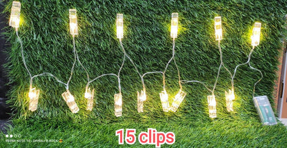 Customized Photo Hanging Display with 15 LED Clip Lights – Personalized Décor Gift