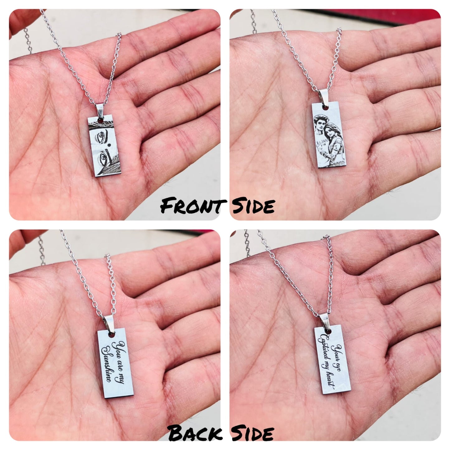 Mini Pendant – Personalized Eye/Sketch Pendant – Stainless Steel