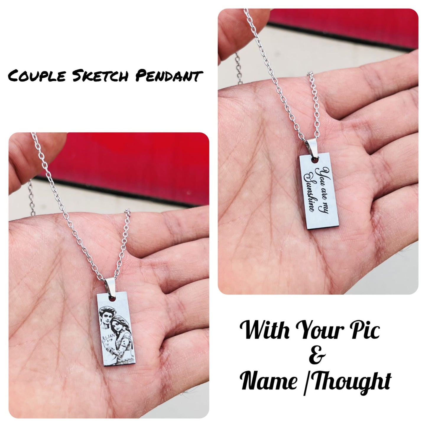 Mini Pendant – Personalized Eye/Sketch Pendant – Stainless Steel