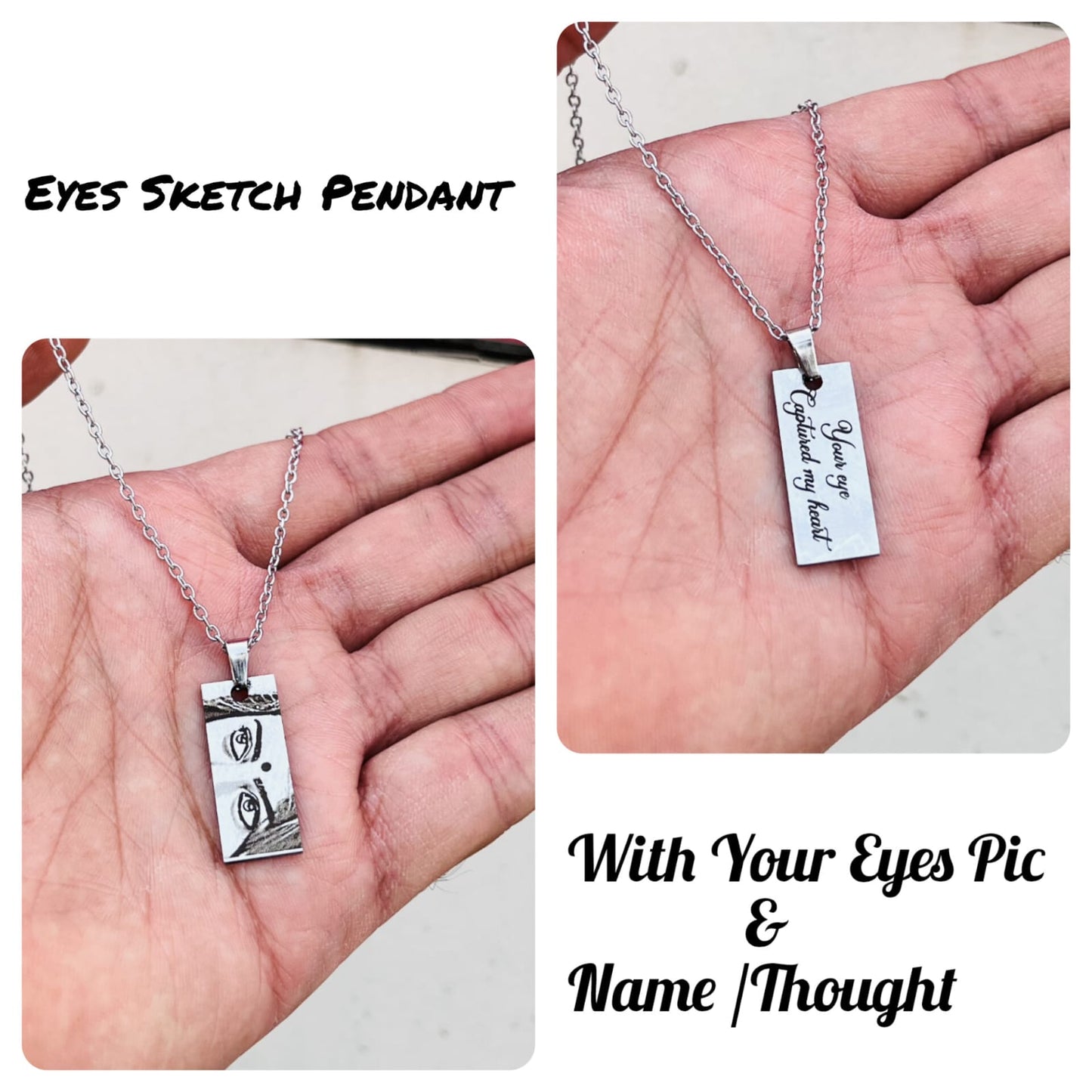Mini Pendant – Personalized Eye/Sketch Pendant – Stainless Steel