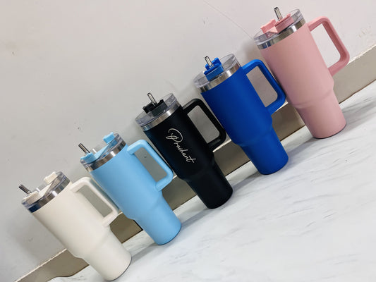 Custom Name Travel Tumbler – 1200ML Vacuum Insulated Stainless Steel Flask with Straw